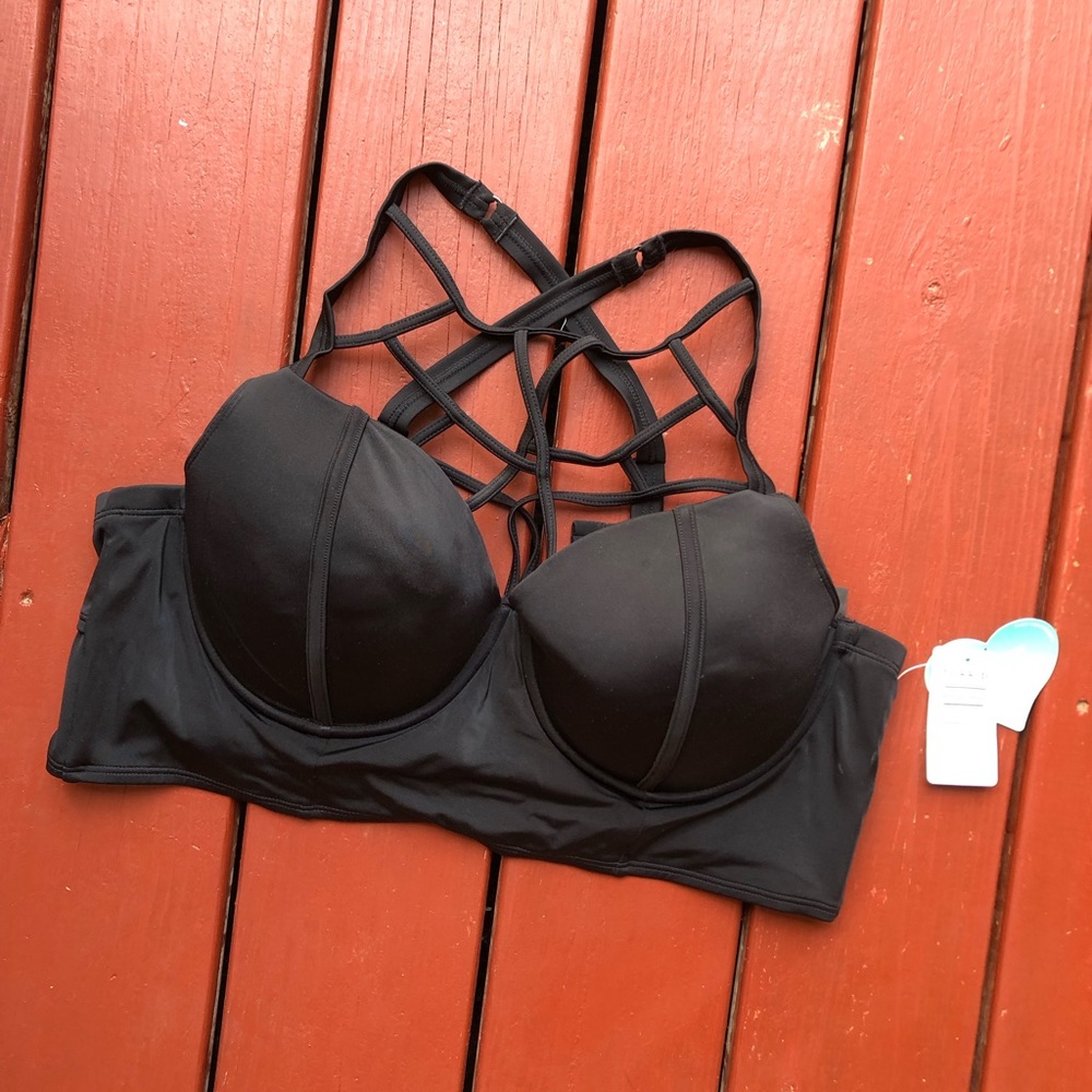 Torrid crossover black swim top